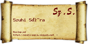 Szuhi Sára névjegykártya